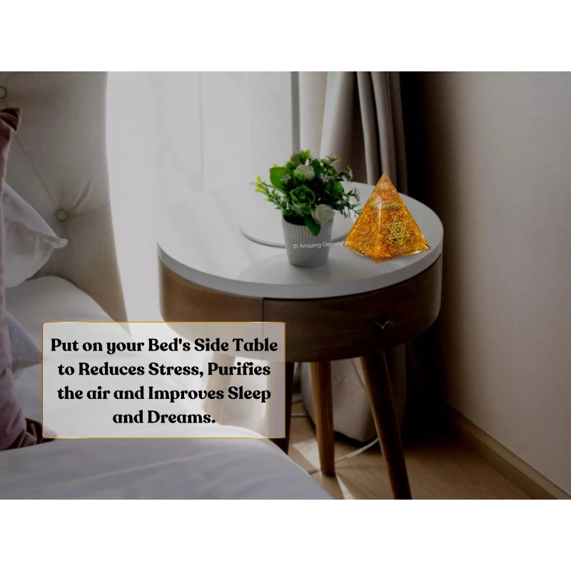 Metatron Cube Pyramid with Citrine – Abundance & Positive Energy