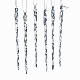 Kurt Adler 5-1/4-Inch Glass Glow-in-The-Dark Icicle Ornament Set of 24 (Pack of 2)