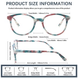 COJWIS Reading Glasses Blue Light Blocking 5 Pack Spring Hinge Fashion Readers for Men and Women Anti Glare Filter Eyeglasses (Mix-4 5C,150)