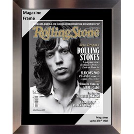 Creative Picture Frames 10.5 x 14 Magazine Frame with Full-Strength Glass, Carnegie Stainless Steel Molding with Black Mat (Magazine Not Included)