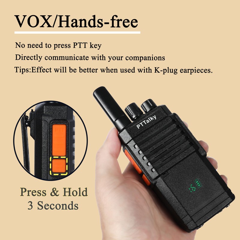 PTTalky FR2 Plus Walkie Talkies Long Range, Portable 2 Way