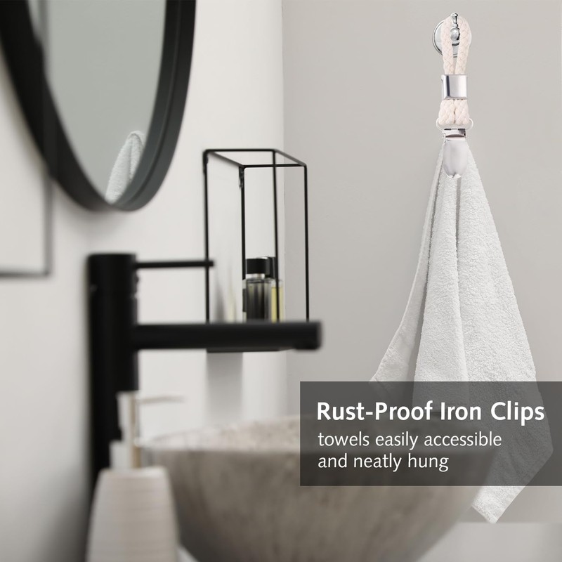 Luxiremi 5 Pcs Hanging Tea Towels Clip, Brackets-Braided CottonTowel Clips