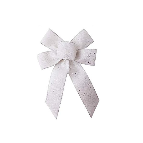 JANOU White Glitter Bow Holiday Wreath Bow DIY Crafts Rustic