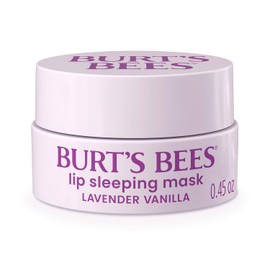 Burt's Bees Máscara para dormir de labios de vainilla y lavanda, con ácido hialurónico y humectante de escualano para hidratar los labios al instante, máscara y tratamiento nocturno, 0.45 onzas