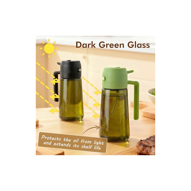 Poshetion 2 in 1 Olive Oil Sprayer - Light-Proof Glass