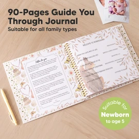 First 5 Years Baby Memory Book Girl Boy - 90 Pages Hardcover First Year Milestone Keepsake Book,Newborn Scrapbook for New Parents,Minimalist Photo Album Journal Mothers Day New Mom Gift (WonderLand)