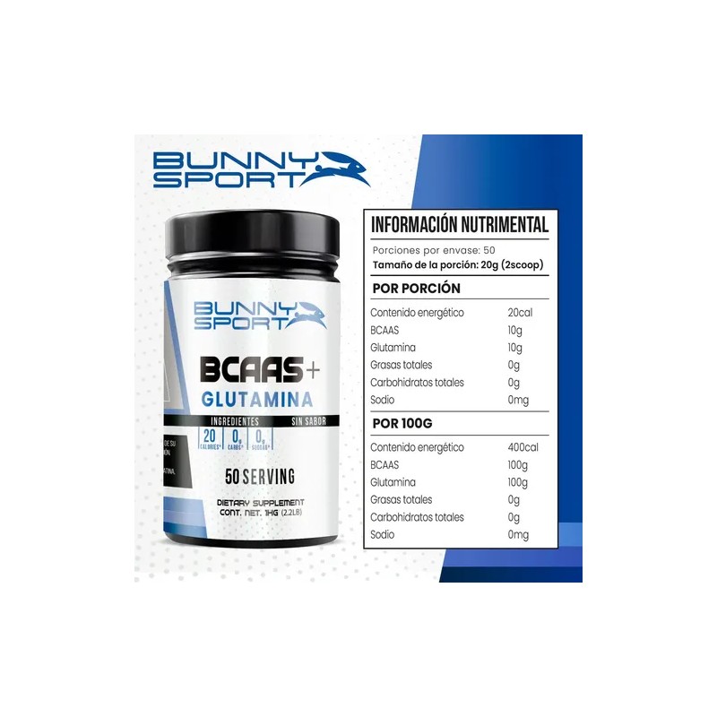Suplemento En Polvo Bunny Sport Bcaa De Bcaas + Glutamina