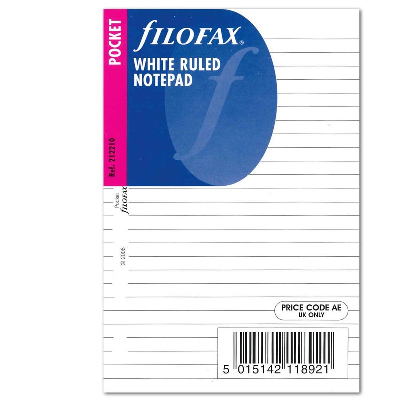 Filofax Pocket White Ruled Notepad