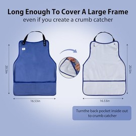 Baberos para adultos con recogedor de migas, paquete de 3 baberos ajustables para comer, protectores de ropa impermeables y lavables para hombres, bab