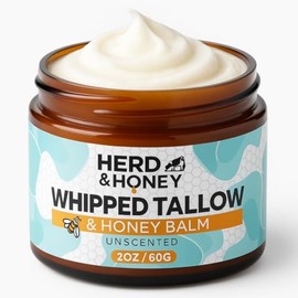 Herd & Honey Bálsamo De Sebo De Res Para La Piel - Bálsamo De Sebo Batido Y Miel - Sebo De Res Alimentado Con Pasto Para Rostro Y Cuerpo Hidratante Fa