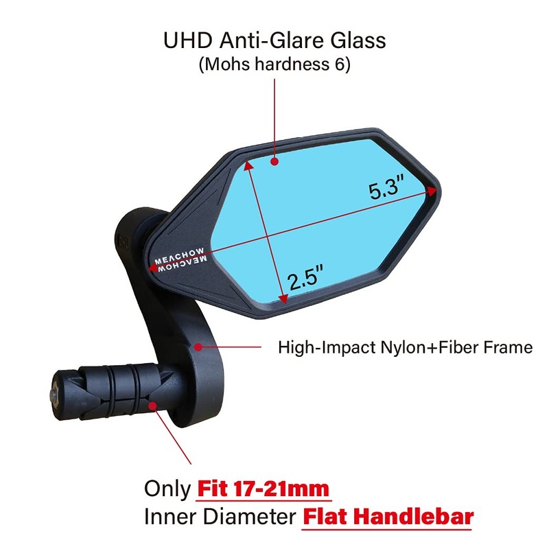 MEACHOW New Bar End Bike Mirror, Crystal UHD Automotive Grade