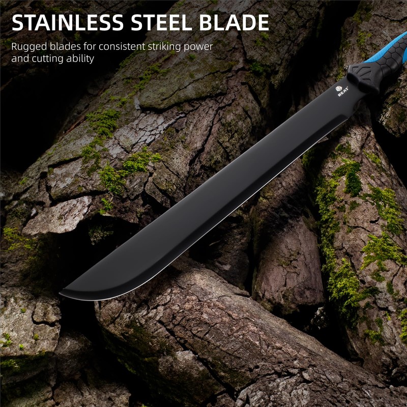 REAT Gardening Heavy Duty Machete,24" Full Tang Machete with Shaeth,Ergonomic