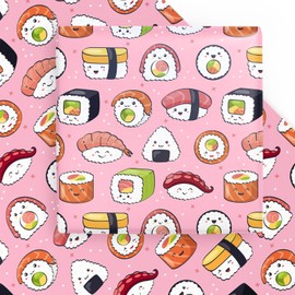 WRAPAHOLIC Sushi Faces Wrapping Paper Sheet - 6 Sheets Cute Sushi Trendy Design for Baby Showers, Birthday, Wedding, Christmas - 19.7 Inch X 27.5 Inch Per Sheet