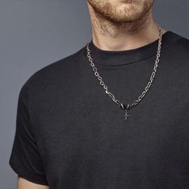 CyxenNova Kette Herren Halskette Herren Königskette Silberkette Herren, Stern Edelstahl Kreuzkette Panzerkette für Männer, Schmuck Herren Geschenke Four Point Star Necklace