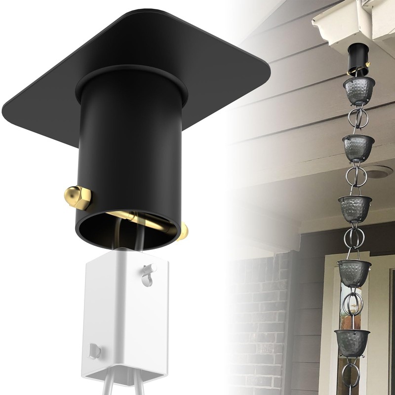 ForoGore 2 Pack Rain Chain Gutter Adapter Black Metal Rain