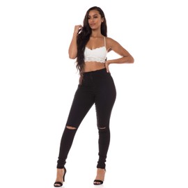 Aphrodite High Waisted Jeans for Women - High Rise Skinny Womens Knee Distressed Ripped Jeans 4370 Black 15