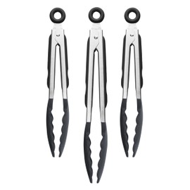 9", 9" & 12" Stainless Steel Silicone Tongs - Set of 3