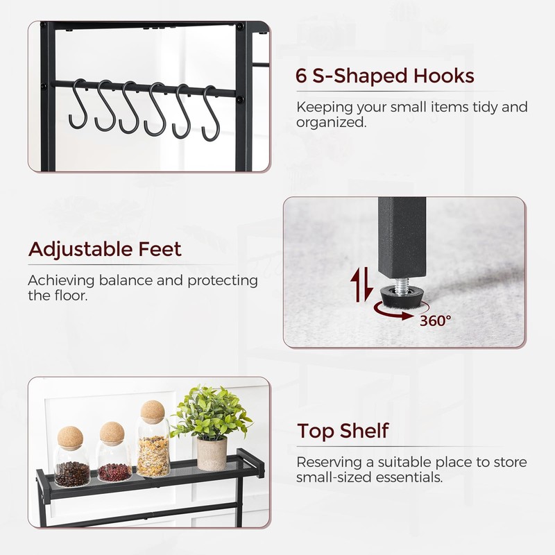 MAHANCRIS Bakers Rack with Power Outlet, Kitchen Storage Shelf with