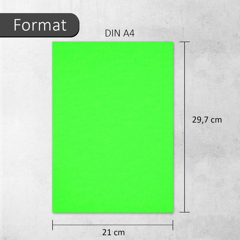 25 Labels in Neon Green, DIN A4 Large, Neon Paper