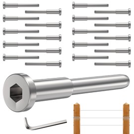20 Pack 1/8" Silver Invisible Cable Railing Hardware Kit, T316 Stainless Steel Receiver and Crimp Stud Ends for Cable Railing, 1/8" Swage Tensioner for 2" x 2" 4" x 4" Wood/Metal Post Deck Stairs