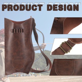 Eccliy Leather Hip Quiver for Arrows Halloween Cosplay Arrows Quiver Adjustable Shoulder Strap, Handmade Archer Accessories, Archery Set Adult Shooting Targeting, Training, Cosplay