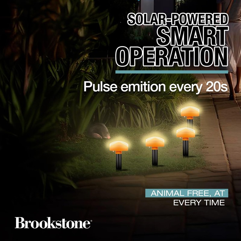Brookstone Solar-Powered Mole Repeller & Pathway Light – Dual-Purpose Sonic