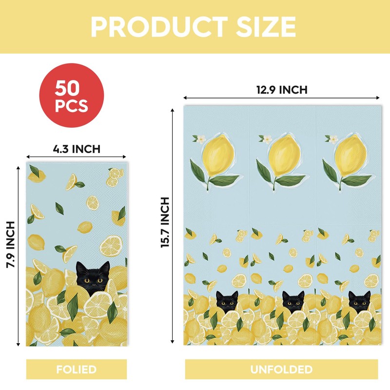 Horaldaily 50 Spring Summer Disposable Paper Decorative Guest Napkins, Lemon