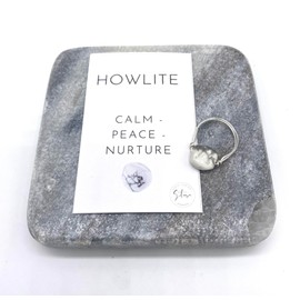 Gemstone Rings - Wire Wrapped Crystal Rings - Handmade Silver and Gemstone Natural Rings - Made by Stosa Design (Howlite, Medium)