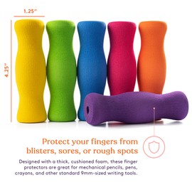 Special Supplies Long Foam Pencil Grips for Kids Adults Colorful, Cushioned Holders for Handwriting, Drawing, Coloring | Ergonomic Right or Left-Handed Use | Reusable (12)