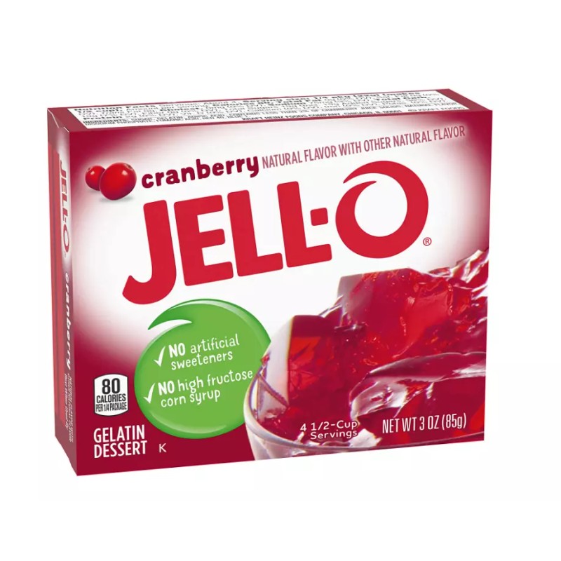 Jell-O Cranberry Gelatin Dessert Mix, 3 oz Box