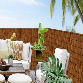 PAKNANO 2PACK Natural Reed Fencing 6FT X 16.4FT Reed Fence 6FT High Balcony Reed Fence Privacy Reed Screen for Outdoor Backyard Patio(Brown)