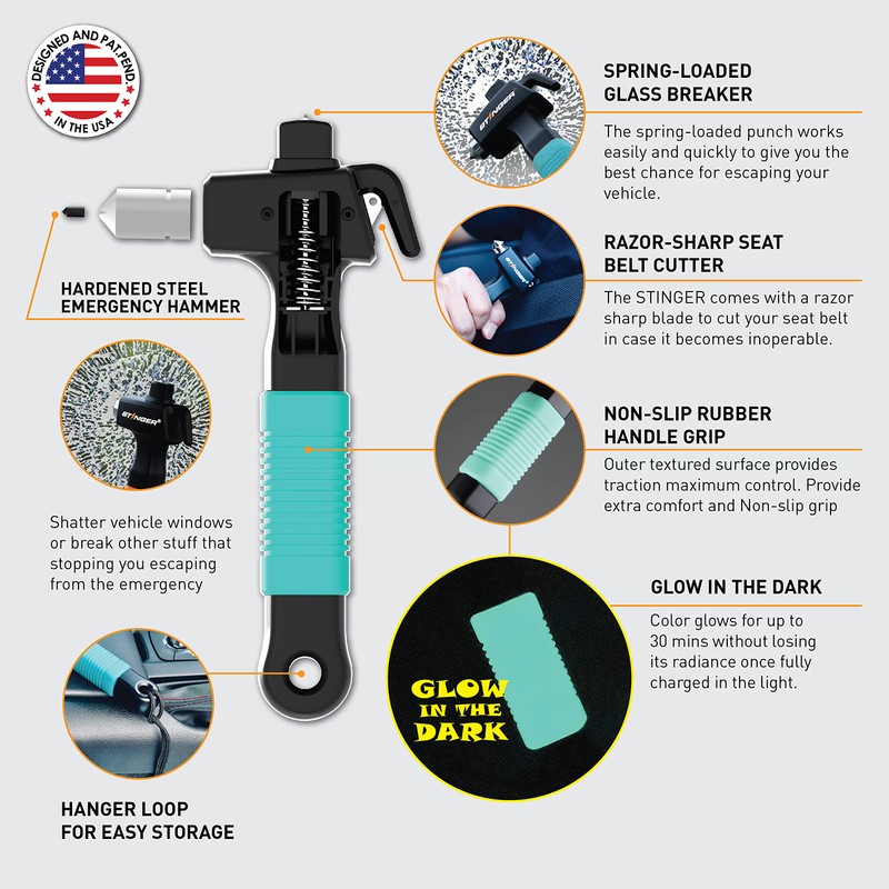 Stinger Super Duty Car Emergency Escape Tool, Hardened Carbon Steel