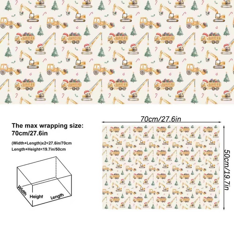 Dtiafu Construction Christmas Wrapping Paper for Kids Boys Dump Trucks