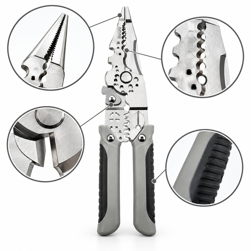Multifunctional Electrician Pliers for Wire Stripping – Stainless Steel Hand