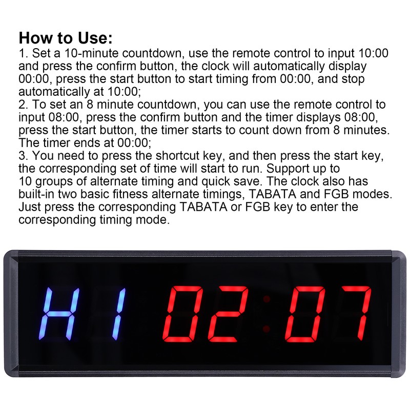 Interval Timer 1.5in LED Digital Display Count Down/Up Clock with