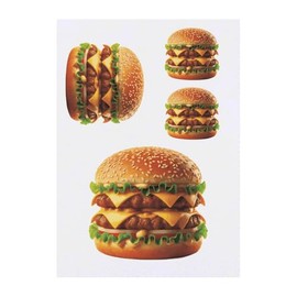 Azeeda 4 x 'Doppel-Cheeseburger' Temporäre Tattoos - Wasserfest, Hautfreundlich & Ungiftig · Transfers in Verschiedenen Größen (TO00081816)