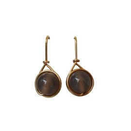 Noble Gold Plated Earrings - Grey Agate