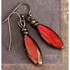 Bronze and Deep Coral Bead Earrings. Jewelry Earrings for Women