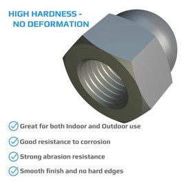 M10 Dome Hex Cap Nuts Stainless Steel (Pack of 10) Hexagon Acorn Decorative for Screws/Bolts - Domed Round Head Protection Cover Cap Nut Certified Standard DIN 1587 Silver Tone (10 mm)