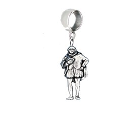 William Shakespeare pp-h20 1.6x3.3cm fine lead free English Pewter charm fitted to a bail with 5mm Hole add to Bracelet or necklace