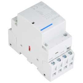 4P Home AC Contactor, DIN Rail Mounting, 2 N/O Contactors, No Noise, for Industrial and Scientific Home Applications (220V/230V)