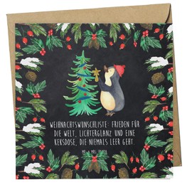 Mr. & Mrs. Panda Deluxe Karte Pinguin Weihnachtsbaum - Geschenk, Advent, Wintermotiv, Weihnachten, Glückwunschkarte, Geburtstagskarte, Hochwertige