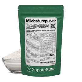 SaporePuro Lactic Acid Powder 200g - Pure Food Grade - For Bakery, Dairy Products, Fermented Drinks and Cosmetic Applications
