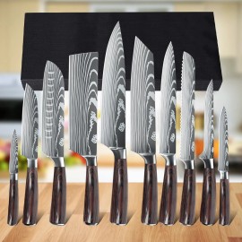 MDHAND Chef Knife Set, 10PCS Kitchen Knife Damascus Stainless Steel Meat Cleaver w/ Box