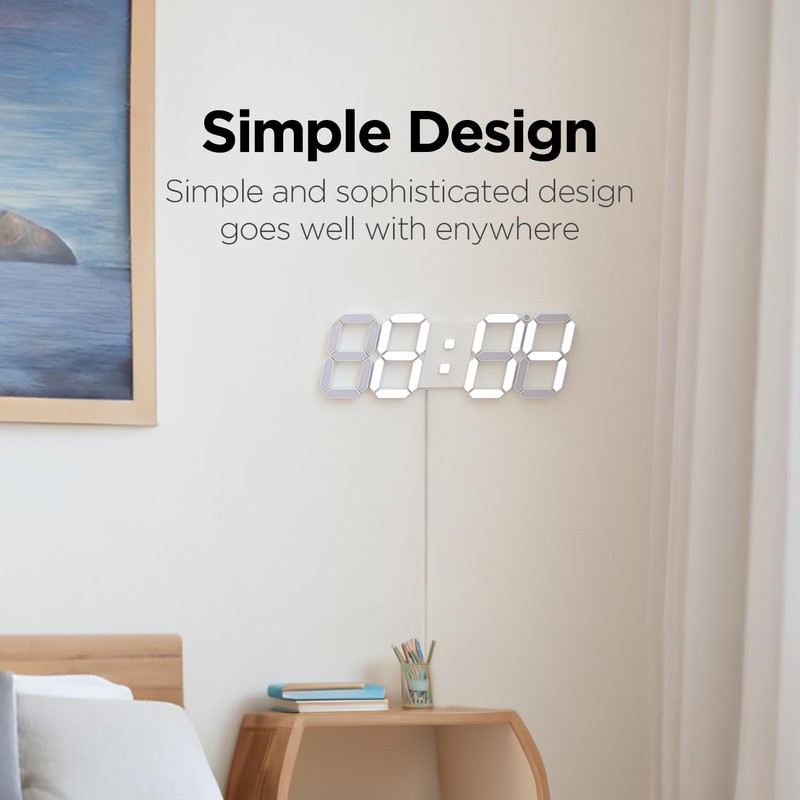 mooas 3D LED Clock, Multi-Function LED Clock (Calendar, Alarm, Temperature)