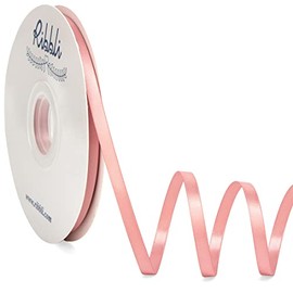 Ribbli Rose Gold Satin Ribbon,Double Faced Satin 1/4 inch x Continuous 50 Yards,Rose Gold Ribbon Use for Bows Bouquet,Gift Wrapping,Wedding Decoration,Floral Arrangement