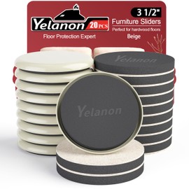 Yelanon Furniture Sliders, 20pcs-3 1/2” Felt Furniture Sliders for Carpet, Furniture Pads Hardwoods Floors, Heavy Furniture Movers Sliders, Reusable Moving Pads, Floor Protectors for Carpet