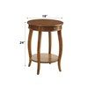 Acme Alysa Wooden Round End Table with Bottom Shelf in