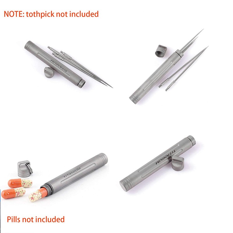 TISUR Titanium Portable Toothpick Holder Box, Pocket Waterproof Case Toothpicks