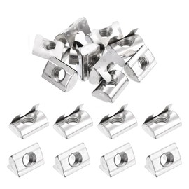 sourcing map 20Pcs M8 T Nuts Roll in Spring, T Nut with Spring Sheet Carbon Steel Nickel Plated for 4040 Series Slot Aluminum Profile